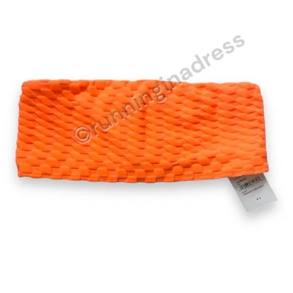 NWT Good American Jacquard Better Bandeau Bikini Top In Color Orange Cream - Picture 4 of 8